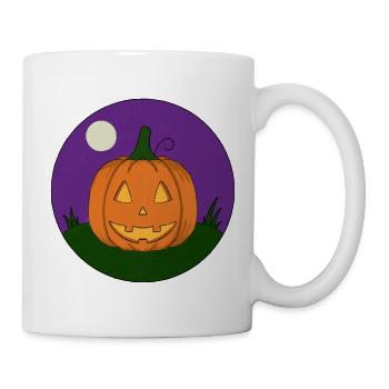 Grinsender Kürbis bei Vollmond - Tasse - Weiß - Rechts