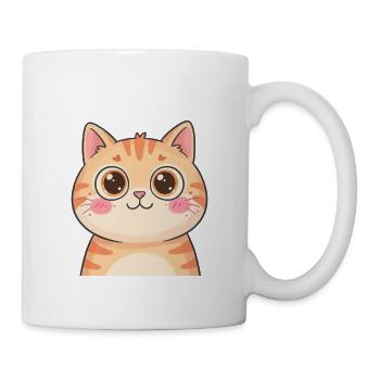 Süße Orange Katze Kawaii Katzenliebe T-Shirt - Tasse - Weiß - Rechts