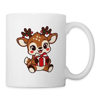 Süßes Weihnachts Rentier – Kawaii Kinder Motiv - Tasse - Weiß - Rechts