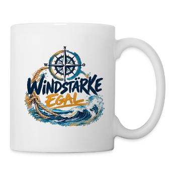 Windstärke Egal – Kompass und Wellen - Tasse - Weiß - Rechts