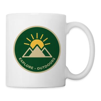 Entdecken Sie das Outdoor-Mountain Sunrise Abzeichen - Tasse - Weiß - Rechts