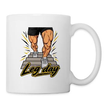 Fitness Herren Outfit - Leg day - Tasse - Weiß - Rechts
