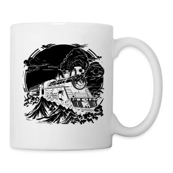 Eisenbahn Zeichnung - Tasse - Weiß - Rechts