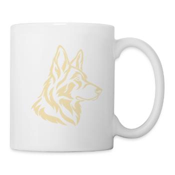 Deutscher Schäferhund Minimalcreme-Linienzeichnung - Tasse - Weiß - Rechts