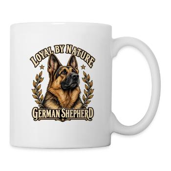 Loyal by Nature – Deutscher Schäferhund-Porträt - Tasse - Weiß - Rechts