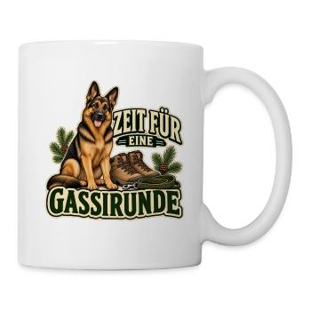 Schäferhund – Zeit für eine Gassirunde Geschenk - Tasse - Weiß - Rechts