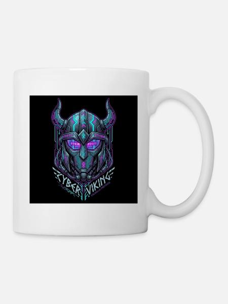 Cyberpunk Viking Helm - Tasse - Weiß