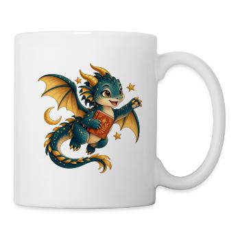 Sternendrache mit Goldenem Buch - Tasse - Weiß - Rechts