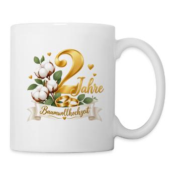 2.Hochzeitstag , 2 Jahre , Baumwollhochzeit  - Tasse - Weiß - Rechts
