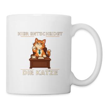 Hier Entscheidet Die Katze - Tasse - Weiß - Rechts