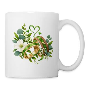 Grünehochzeit , Grünes Liebesband Hochzeitsdesign - Tasse - Weiß - Rechts