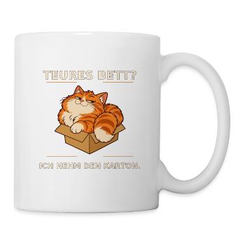 Kartonliebe Katze – Teures Bett - Tasse - Weiß - Rechts