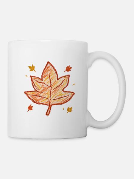 Herbst-Ahornblatt – Warme Herbstfarben - Tasse - Weiß