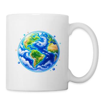 Weltkugel in Farbglanz - Tasse - Weiß - Rechts