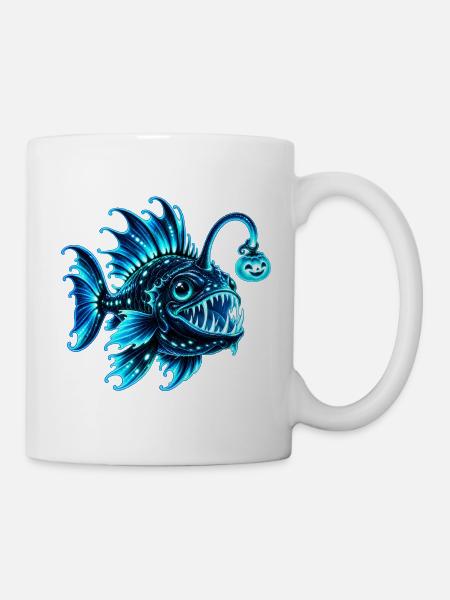 Blauer biolumineszenter Laternenfisch - Tasse - Weiß