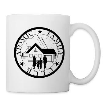 Atomic Family – Rotes Vintage-Propagandaemblem und - Tasse - Weiß - Rechts
