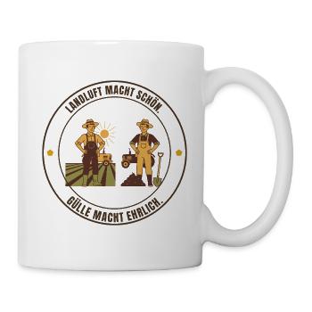 Landluft macht schön. Gülle macht ehrlich – Bauer - Tasse - Weiß - Rechts