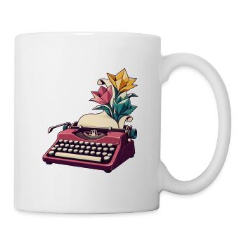 Schreibmaschine baut einen Papiergarten an - Tasse - Weiß - Rechts