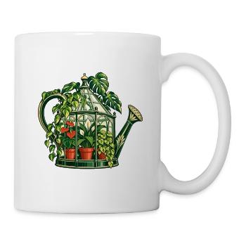 Gewächshaus in einer Gießkanne - Tasse - Weiß - Rechts
