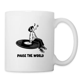 Pause the World – Vinyl- und Kopfhörer-Musikliebhaber - Tasse - Weiß - Rechts