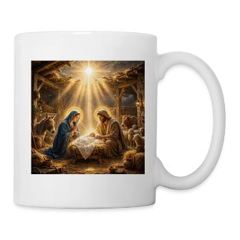 Jesus, katholisch, Krippe, Beten zu Jesus, Christ - Tasse - Weiß - Rechts