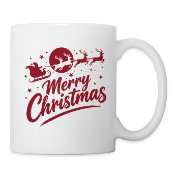 Fröhliche Weihnacht Silhouette Schlitten - Tasse - Weiß - Rechts