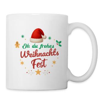Oh Du Frohes Weihnachtsfest Nikolaus Geschenk    - Tasse - Weiß - Rechts