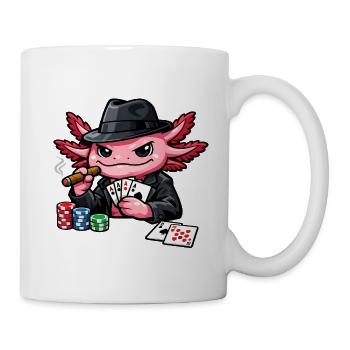 Axolotl beim Pokern – Süßer Pokerfan - Tasse - Weiß - Rechts