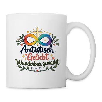 Autistisch Geliebt Infinity Kreuz - Tasse - Weiß - Rechts