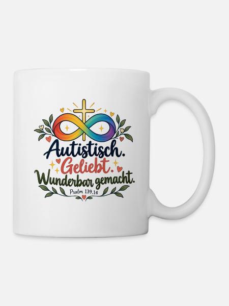 Autistisch Geliebt Infinity Kreuz - Tasse - Weiß