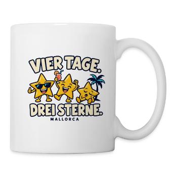 Vier Tage, drei Sterne – Mallorca - Tasse - Weiß - Rechts