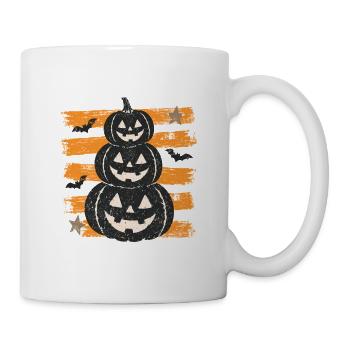 Halloween-Kürbisse auf orangefarbenen Streifen - Tasse - Weiß - Rechts