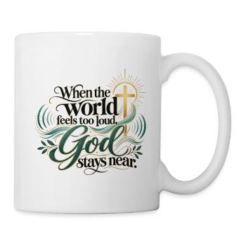 Wenn die Welt laut wird, Gott bleibt nah - Tasse - Weiß - Rechts