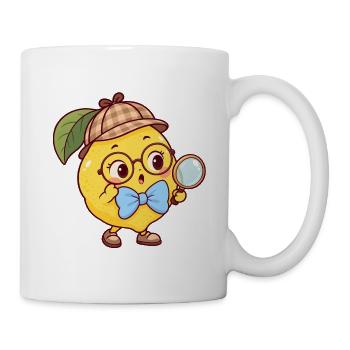 Gelbfrucht-Detektiv mit blauer Schleife - Tasse - Weiß - Rechts