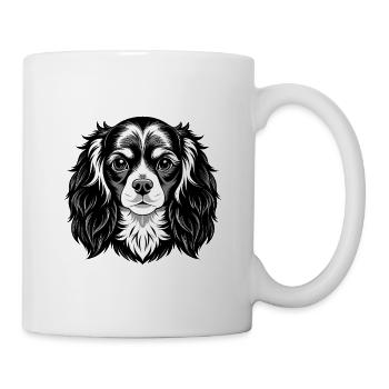 King Charles Spaniel Hundekopf - Tasse - Weiß - Rechts