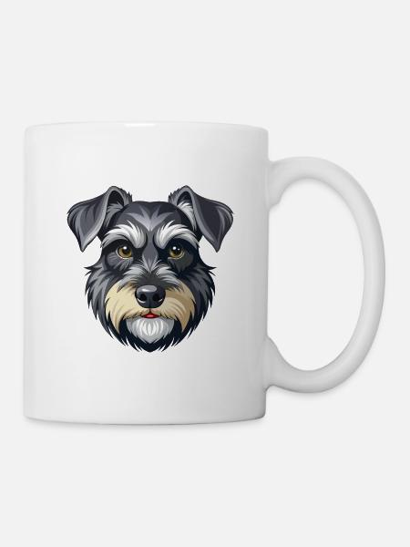 Schnauzer-Hundekopf-Miniaturen - Tasse - Weiß