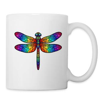 Formulierung: Buntglas Regenbogen Insekt Kunst T-Shirt - Tasse - Weiß - Rechts