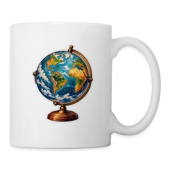 Weltkugel Retrostand - Tasse - Weiß - Rechts