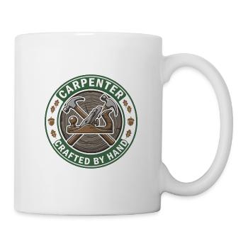 Von Hand gefertigtes Holzbearbeitungsabzeichen Geschenk - Tasse - Weiß - Rechts