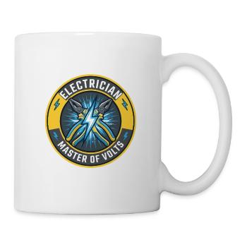 Elektriker Master Of Volts Blitzabzeichen-Geschenk - Tasse - Weiß - Rechts
