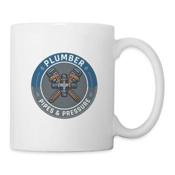 Klempnerrohre und Druckschlüssel Abzeichengeschenk - Tasse - Weiß - Rechts