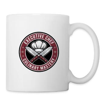 Executive Chef mit gekreuzten Messern und Hutabzeichen Geschenk - Tasse - Weiß - Rechts