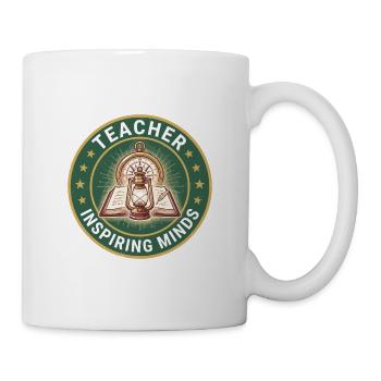 Lehrer, Hardcover-Buch Kompass-Laternenabzeichen Geschenk - Tasse - Weiß - Rechts