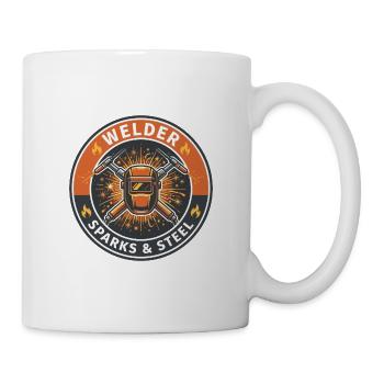 Schweißerfunken und Stahlhelm-Abzeichen-Geschenk - Tasse - Weiß - Rechts