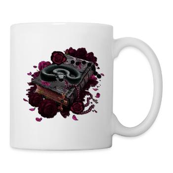 Gothic Academia Schlange Buch T-Shirt - Tasse - Weiß - Rechts