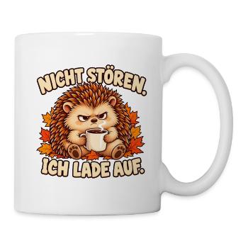 Nicht stören, ich lade auf - Igel mit Kaffee - Tasse - Weiß - Rechts