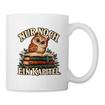 Nur noch ein Kapitel - Eule mit Büchern - Tasse - Weiß - Rechts