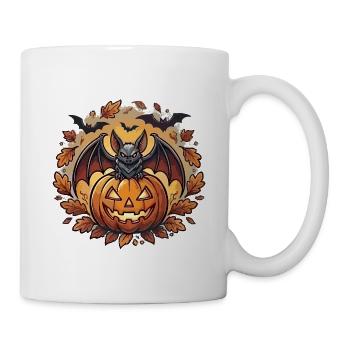 Kürbis mit Fledermaus für den Herbst - Tasse - Weiß - Rechts