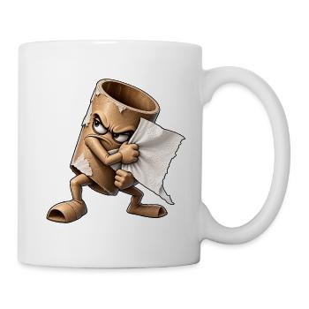 Wütende Rolle reißt Papier - Tasse - Weiß - Rechts
