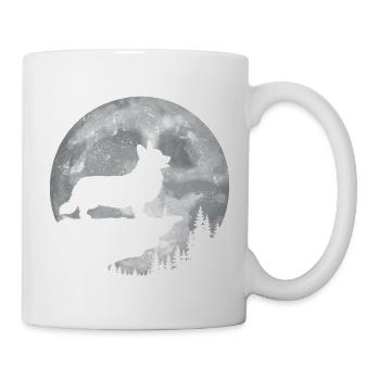 Corgi Silhouette Moon – lustiges Corgi-Hundeliebhaber-Geschenk - Tasse - Weiß - Rechts